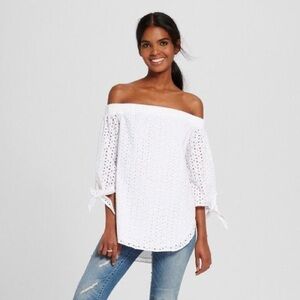 Mossimo Off Shoulder Eyelet Top